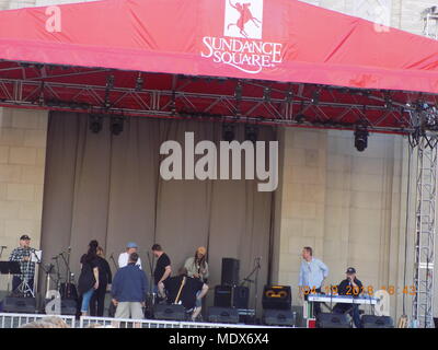 Eine band Set-up an der Arts Festival in Sundance Square Stockfoto