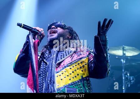 Southampton, Hampshire, Großbritannien. April 2018 20. O2-Sänger Benji Webbe Skindred mit der britischen Band, die in der O2, 20. April 2018 in Southampton, UK Credit: Dawn Fletcher-Park/Alamy leben Nachrichten Stockfoto