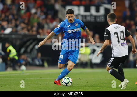 Valencia, Spanien. 18 Apr, 2017. Jorge Molina (Getafe) Fußball: Spanisch "La Liga Santander' match Valencia CF 1-2 Getafe CF Mestalla Stadion in Valencia, Spanien. Credit: mutsu Kawamori/LBA/Alamy leben Nachrichten Stockfoto