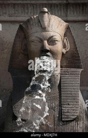 Paris, place du Chatelet, Brunnen der Palme, Skulptur, Architekt Gabriel Davioud, Bildhauer Henri-Alfred Jacquemart, Sphinx, Ägypten, Stockfoto