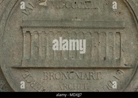 Paris, Pere Lachaise Friedhof, 11 Division, Grab von Alexandre Theodore Brongniart, Architekt der Palais de la Bourse in Paris. Stockfoto