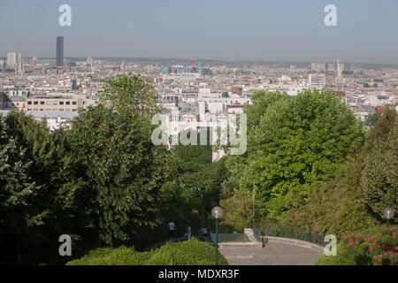 Paris, Parc de Belleville, Garten Stockfoto