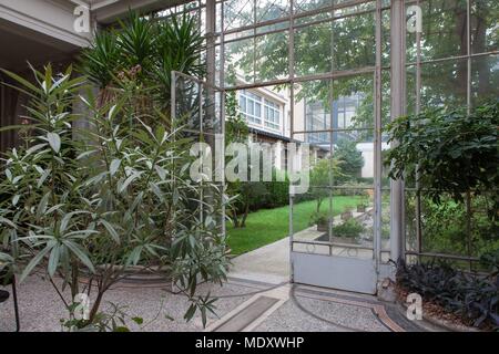 Paris, rue Auguste Comte, lycee Montaigne, Wintergarten, Stockfoto