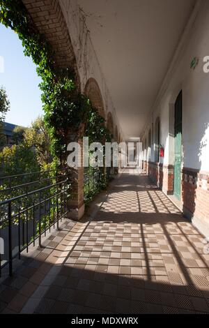 Paris, 71 rue du Ranelagh, lycee Moliere, Innenhof und Galerien Stockfoto