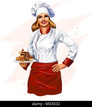 Chefkoch Backen eines Kuchens Stock Vektor