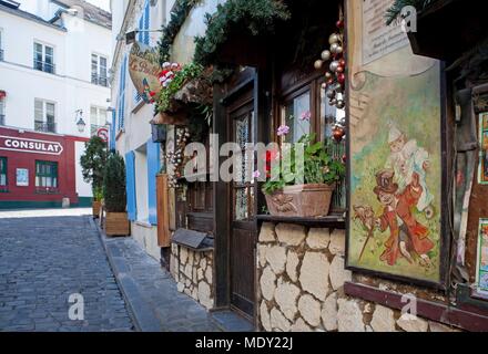 Paris, Montmartre, rue poulbot, Restaurant le Poulbot Stockfoto