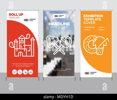 Donut modernen business Roll Up Banner Design vorlage, Candy kreative Poster stehen oder Broschüre Konzept, Haus Abdeckung Veröffentlichung Stock Vektor