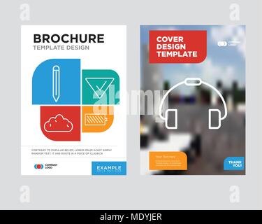 Telefon griff Broschüre Flyer Design vorlage mit abstrakten Foto Hintergrund, Batteriestand, Häkchen, Cloud, Bearbeiten minimalistischen Trend Business Stock Vektor