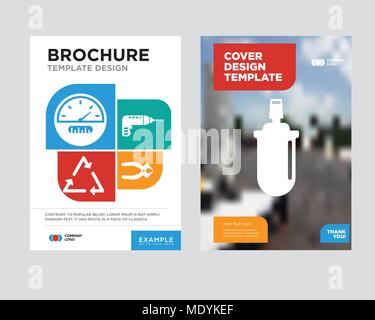 Gas kann Broschüren Flyer Design Template mit abstrakten Foto Hintergrund, nipper, Bohrer, Dreieck, Tachometer minimalistischen Trend business Corporate Rolle u Stock Vektor