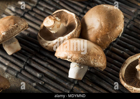 Raw Organic Portobello Pilze fertig zu kochen Stockfoto