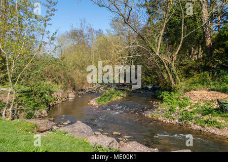 Der Fluss fließt durch das Sid Byes, Sidmouth. Die Sid ist einer der kürzesten Flüsse Englands, 6 Meilen lang. Stockfoto