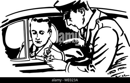 Cop Schreiben Ticket - Retro Clipart Illustration Stock Vektor