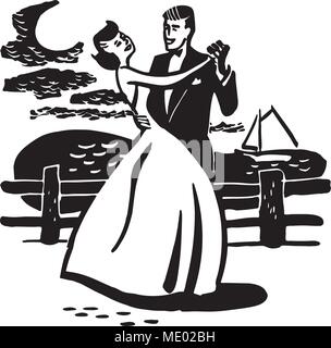 Paar tanzen - Retro Clipart Illustration Stock Vektor