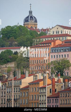 Frankreich, Lyon, 1. Arrondissement, Kais der Saône, Rue Saint-Vincent, Fassaden, Stockfoto