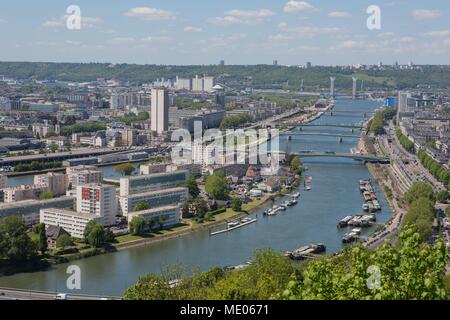 Frankreich, Rouen, Bonsecours, Panorama von der Côte Sainte-Catherine, Ile Lacroix Stockfoto