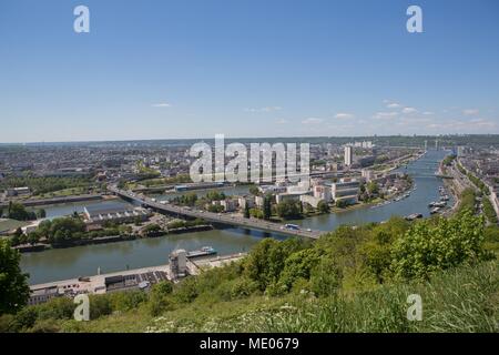 Frankreich, Rouen, Bonsecours, Panorama von der Côte Sainte-Catherine, Stockfoto