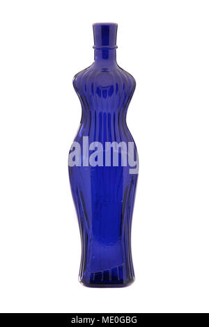 Blaue Vase auf weißem isoliert Stockfoto