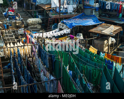 Mumbai verfügt über die weltweit größte Open air Waschsalon, Dhobi Ghat, Mumbai, Maharashtra, Indien Stockfoto