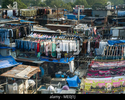 Mumbai verfügt über die weltweit größte Open air Waschsalon, Dhobi Ghat, Mumbai, Maharashtra, Indien Stockfoto