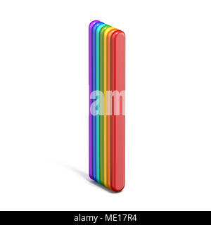 Rainbow font Buchstaben I 3D Rendering Illustration auf weißem Hintergrund Stockfoto