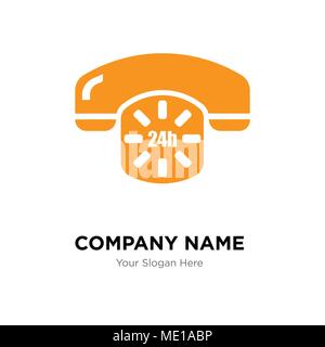 24 Stunden Telefon Service Company Logo Design Template, Business corporate Vektor icon Stock Vektor
