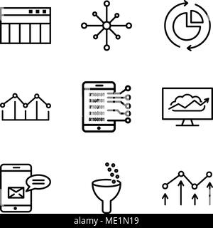 Satz von 9 einfache editierbare Ikonen wie abnehmende Chart, Data Analytics, Data Analytics Bars, Cloud Analysen, Data Analytics upgoing Bars chart, Incre Stock Vektor