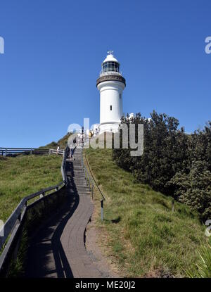 Byron Bay, Australien - Dec 25, 2017. Der östlichste Punkt des australischen Festlandes, der Leuchtturm von Cape Byron. Stockfoto