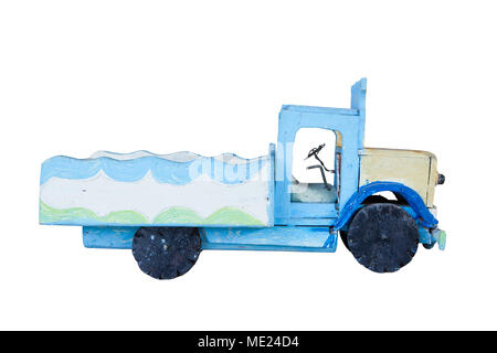 Fahrzeug Fahrzeug vom alten Holz isoliert weißer Hintergrund Stockfoto