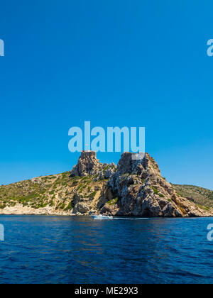 Schloss von Cabrera, Colònia de Sant Jordi, Parque Nacional de Cabrera, Cabrera Nationalpark Cabrera Archipelago, Mallorca Stockfoto