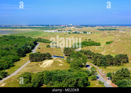 Blick vom Leuchtturm Norderney, über die Insel Landschaft mit der Ortschaft Norderney, Norderney, Ostfriesische Inseln Stockfoto