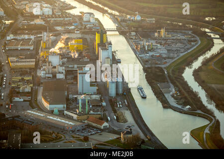 Luftaufnahme, Hafen Hamm, Ölmühle Brökelmann, Boelio, Lippe, Datteln-Hamm-Kanal, Hamm, Ruhrgebiet, Nordrhein-Westfalen Stockfoto