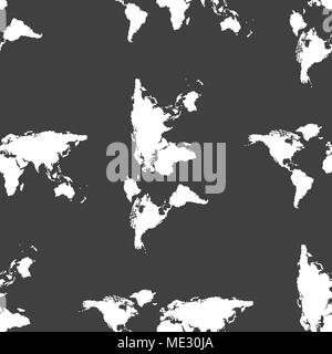 Welt Karte Web Icon. Flaches Design. Nahtlose grau Dekor. Vector EPS 10. Stock Vektor