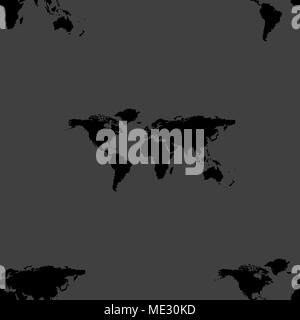 Welt Karte Web Icon. Flaches Design. Nahtlose grau Dekor. Vector EPS 10. Stock Vektor