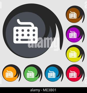 Symbol Tastatur anmelden. Symbol auf acht farbigen Tasten. Vector Illustration Stock Vektor