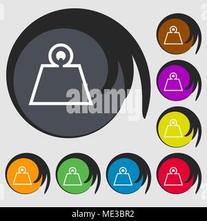 Gewicht Symbol unterzeichnen. Symbol auf acht farbigen Tasten. Vector Illustration Stock Vektor