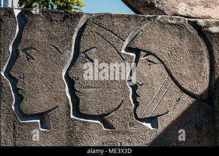 Polotsk, Belarus. Details der Denkmal für sowjetische Soldaten zur Erinnerung an den Großen Vaterländischen Krieg. Stockfoto