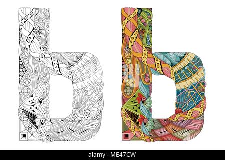 Handgemalte Kunst Design. Schreiben kyrillischer zentangle Objekt. Farbige und Outline festlegen Stock Vektor