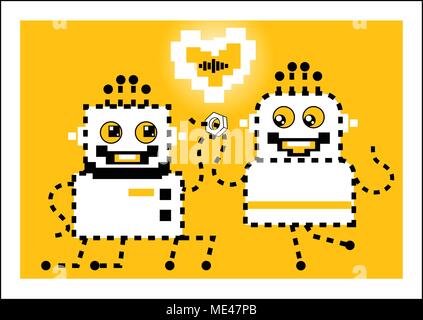 Roboter macht ein Angebot Hände und Herzen. Liebe Stock Vektor