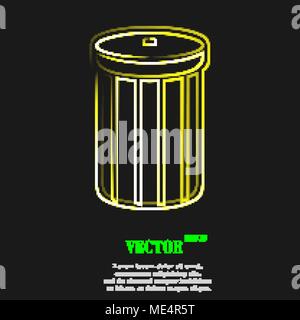 Symbol "Papierkorb"-Symbol mit Wirkung von gelb Neon. Vector Illustration Stock Vektor