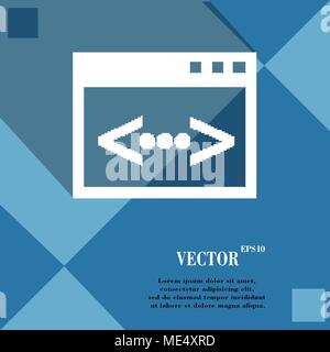 Code Symbol auf blauem abstrakten geometrischen Hintergrund mit langen Schatten. Vector Illustration Stock Vektor