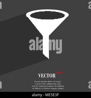 Trichter Symbol flache moderne Web Design mit langen Schatten und Platz für Ihren Text. Vector Illustration Stock Vektor