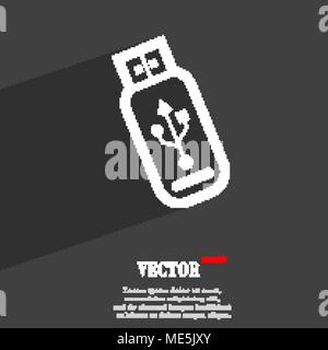 Usb-Flash-Laufwerk Symbol flache moderne Web Design mit langen Schatten und Platz für Ihren Text. Vector Illustration Stock Vektor