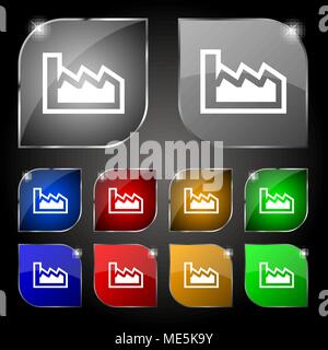 Chart Symbol unterzeichnen. Set aus 10 farbigen Buttons mit Blendschutz. Vector Illustration Stock Vektor