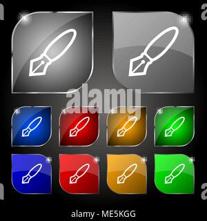 Stift -Symbol. Set aus 10 farbigen Buttons mit Blendschutz. Vector Illustration Stock Vektor