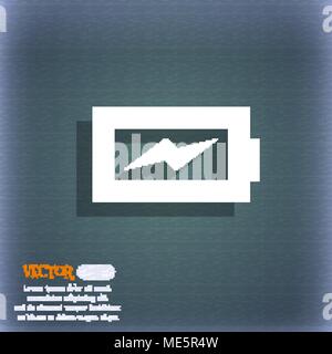Aufladen der Batterie Symbol Symbol auf dem blau-grünen Abstrakt Hintergrund mit Schatten und Platz für Ihren Text. Vector Illustration Stock Vektor
