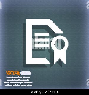 Award Datei Dokument Symbol Symbol auf dem blau-grünen Abstrakt Hintergrund mit Schatten und Platz für Ihren Text. Vector Illustration Stock Vektor