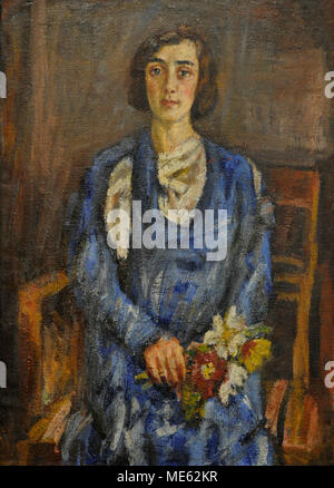 Vladas Eidukevicius (1891-1941). Litauische Maler. Frau im blauen Kleid, ca. 1934. National Gallery Kunst Vilnius. Litauen. Stockfoto