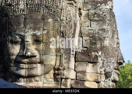 Closeup Stein von prasat Bayon Tempel, Angkor Thom zu Kambodscha Stockfoto