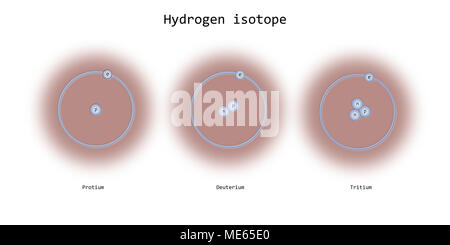 Wasserstoffisotope atomare Struktur - Elementarteilchen Physik Theorie Stockfoto