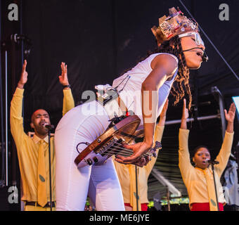 Esperanza Spalding durchführen bei Molde Jazzfestival in Molde, Norwegen, 21.07.2016. Stockfoto